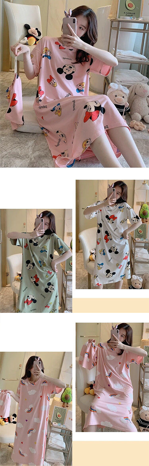 Comfortable Short Sleeve Pajamas Dress