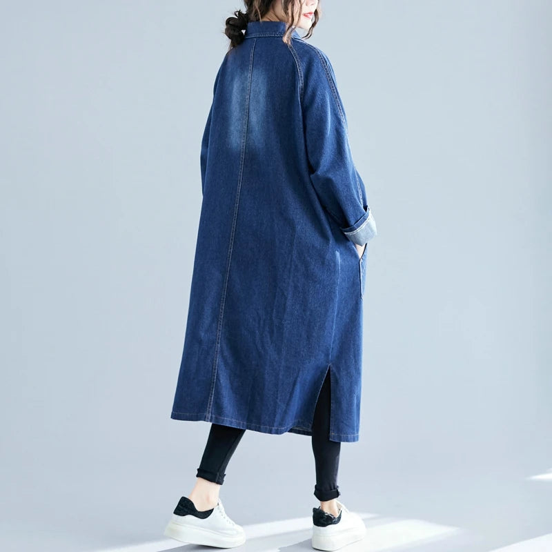 Denim Solid Trench Coat