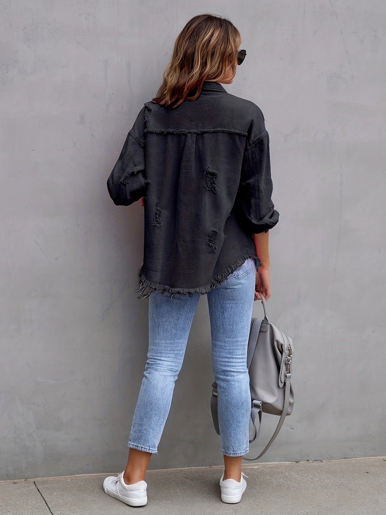 Casual Distressed Denim Jacket