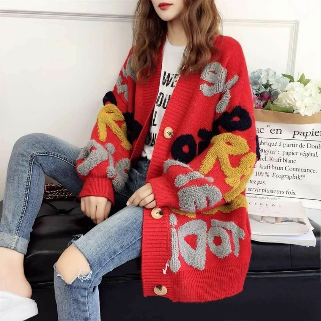 Loose and lazy Jacquard Cardigan