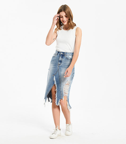 Urban Style Irregular Denim Skirt