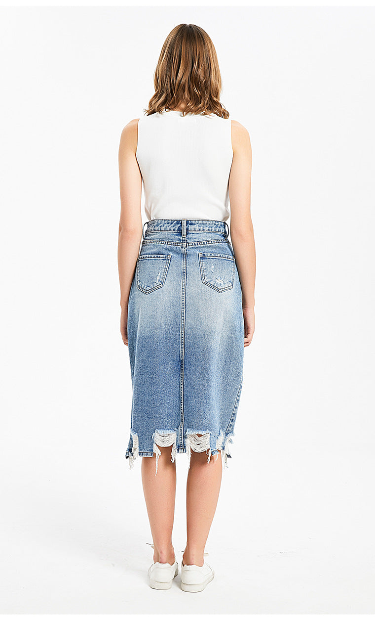 Urban Style Irregular Denim Skirt