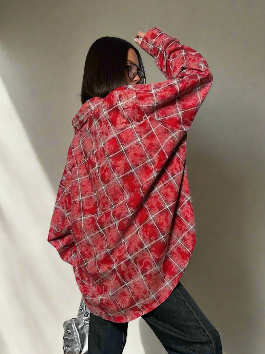 Retro Classic Cotton Red Plaid Shirt