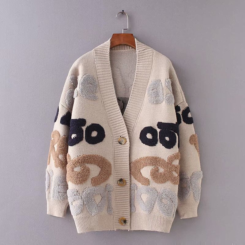 Loose and lazy Jacquard Cardigan