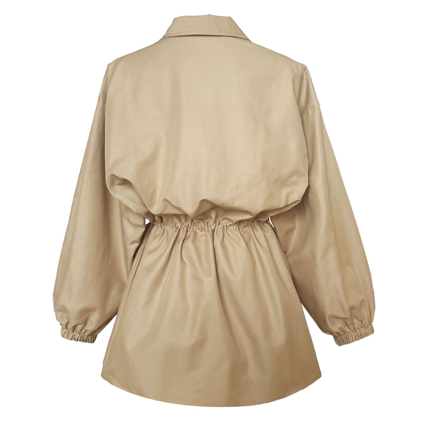 Drawstring waist Length Trench Coat