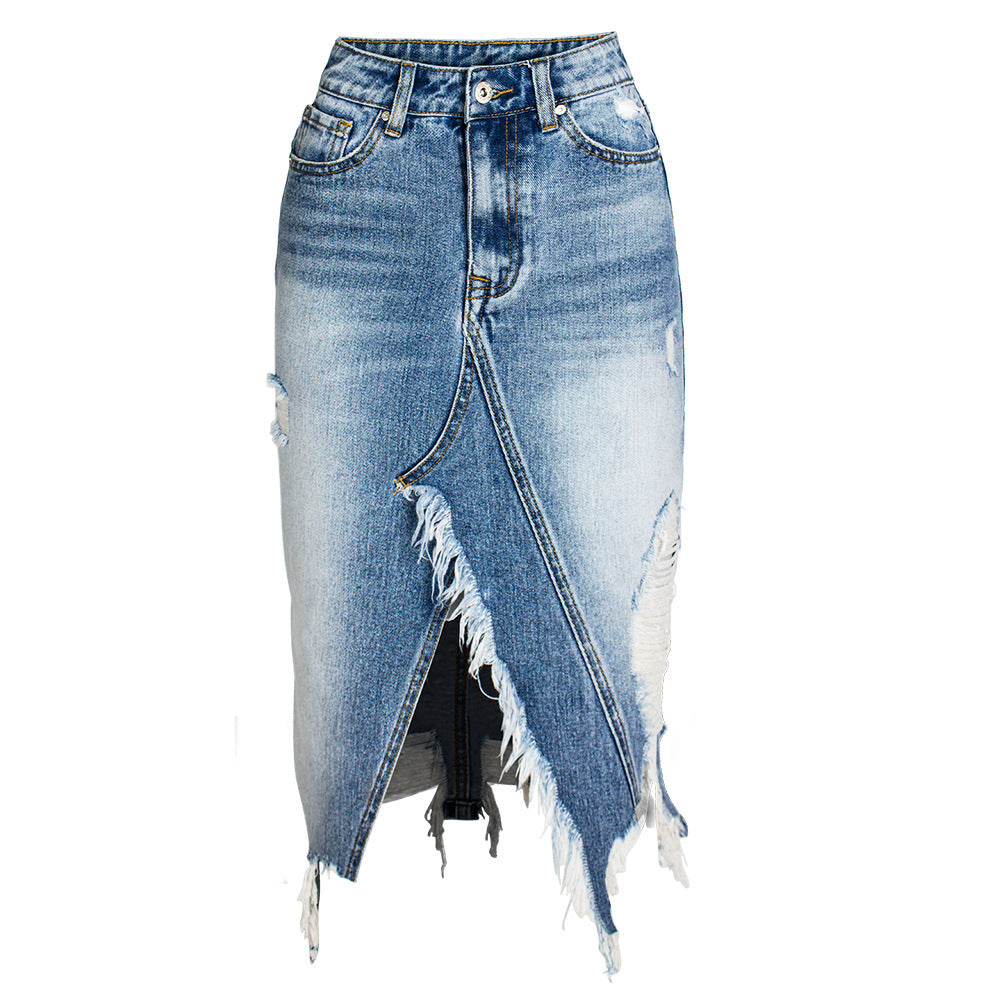 Urban Style Irregular Denim Skirt