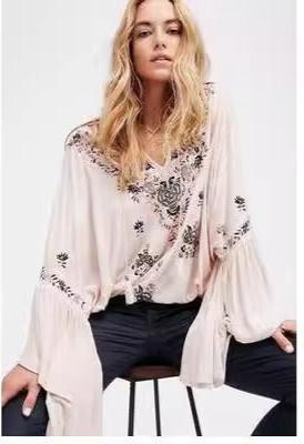 Bohemian Embroidered Flowy Cotton Top