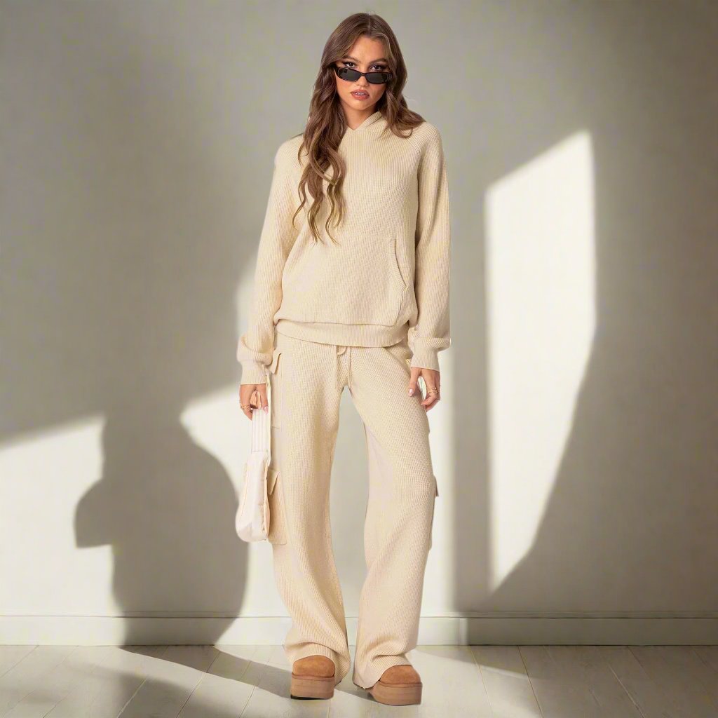 Comfy Hooded Knitted Pants-Sweater Set