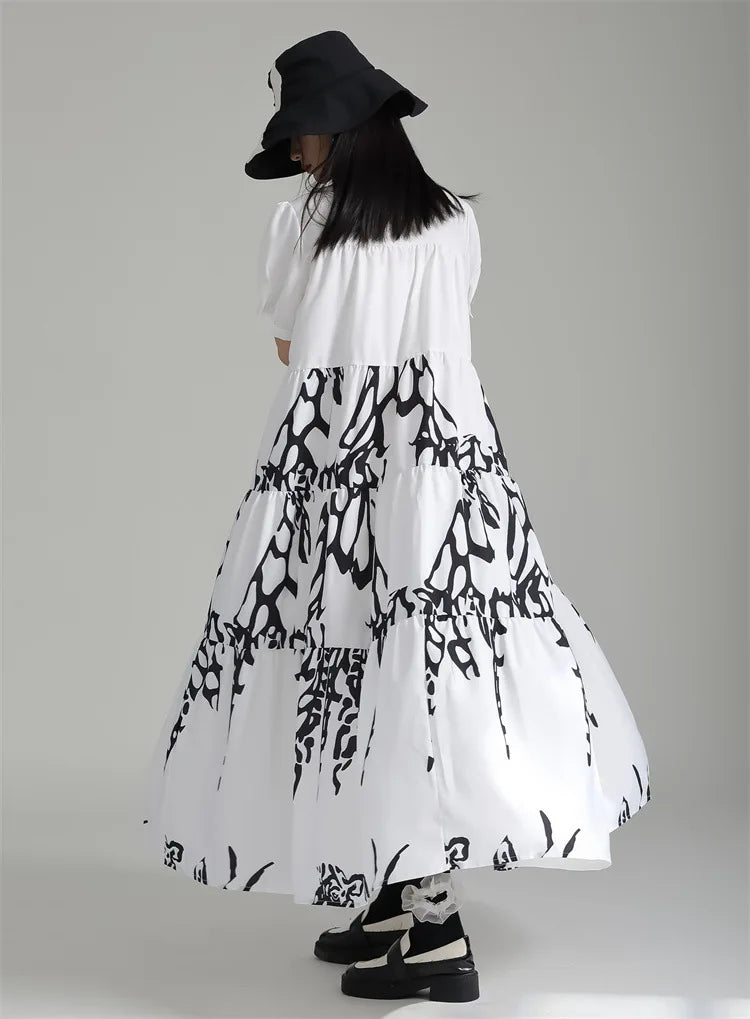 Artistic Black & White Maxi Dress