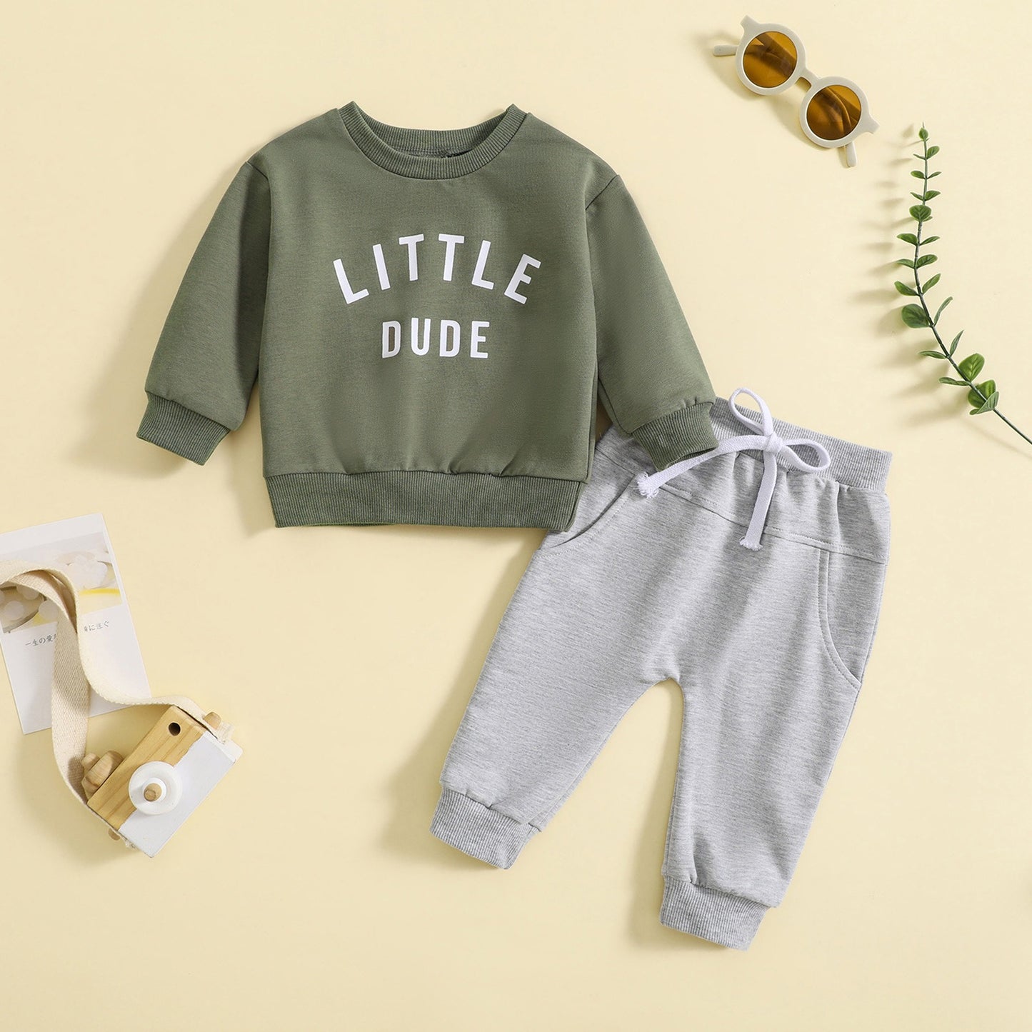 Little dude Cotton Sweatshirt & Pants Set