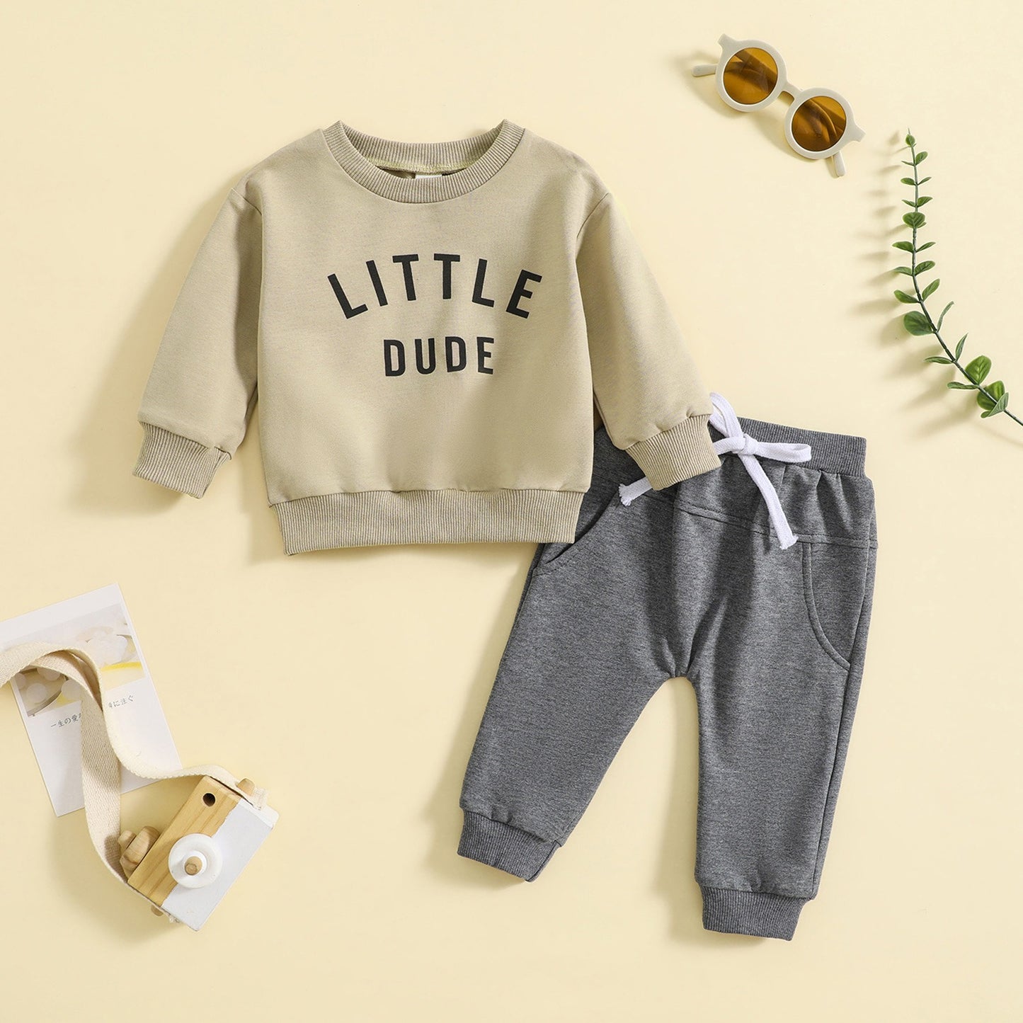 Little dude Cotton Sweatshirt & Pants Set