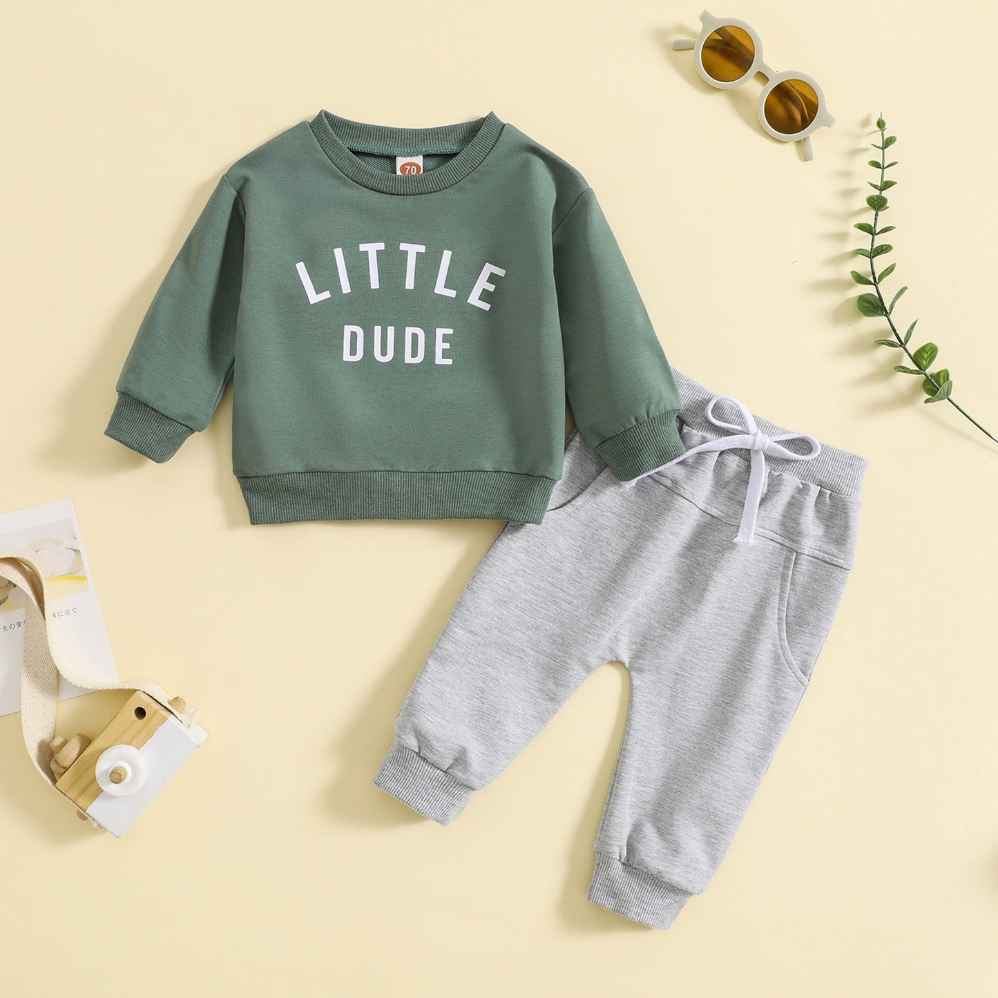 Little dude Cotton Sweatshirt & Pants Set