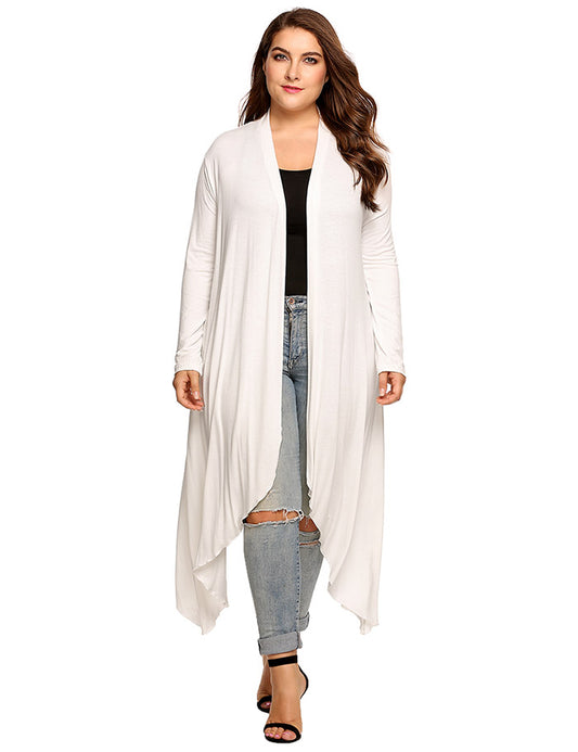 Plus Size Open-Front Drape Cardigan