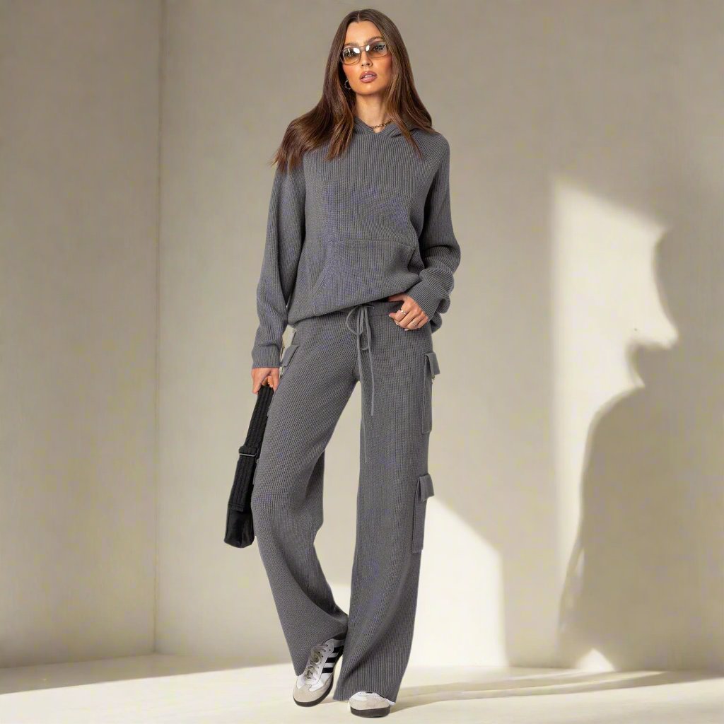 Comfy Hooded Knitted Pants-Sweater Set