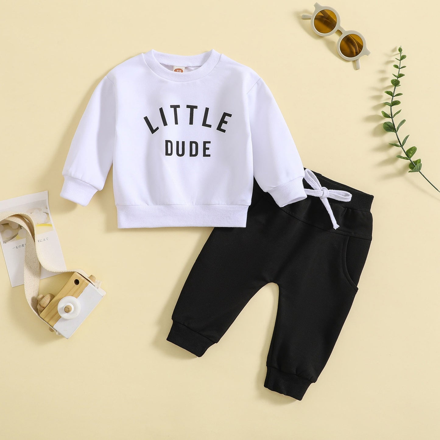 Little dude Cotton Sweatshirt & Pants Set