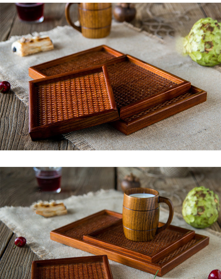 Ash Willow Rattan Wooden Tray