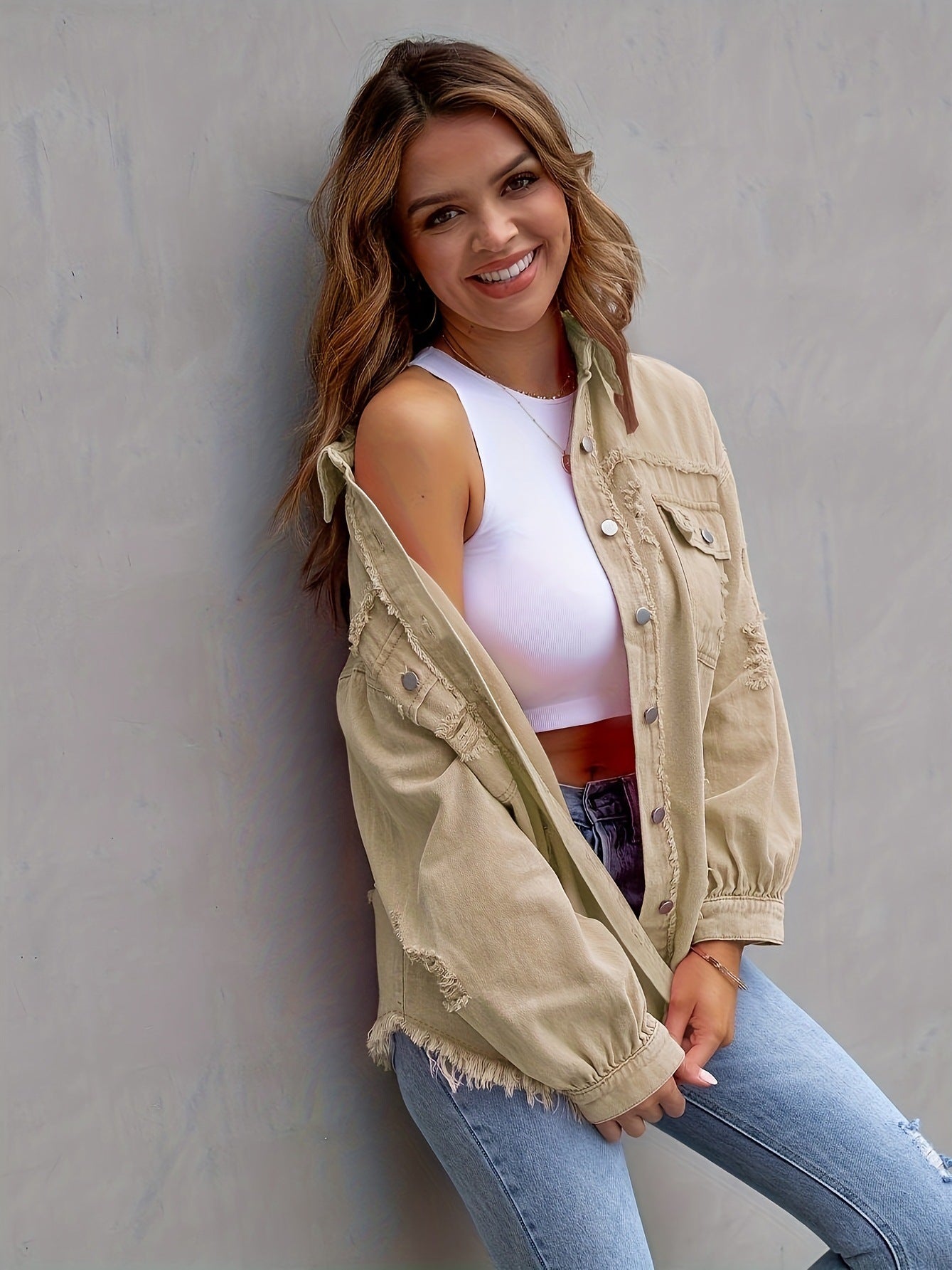 Casual Distressed Denim Jacket