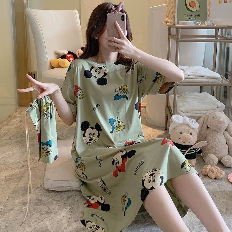 Comfortable Short Sleeve Pajamas Dress