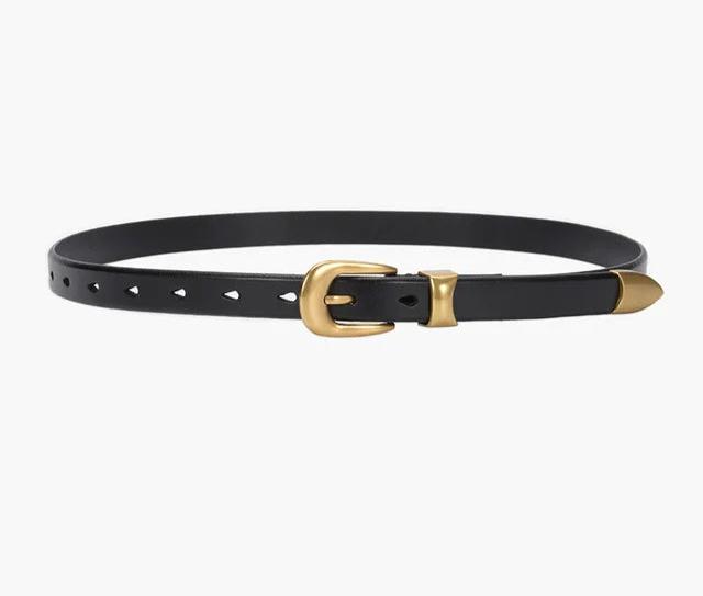 Gold Vintage Button Cow Leather Belt