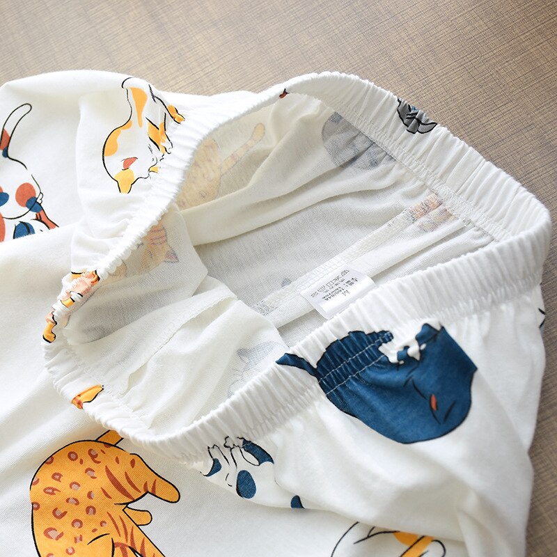 Printed Cute Cat Cotton Pajamas