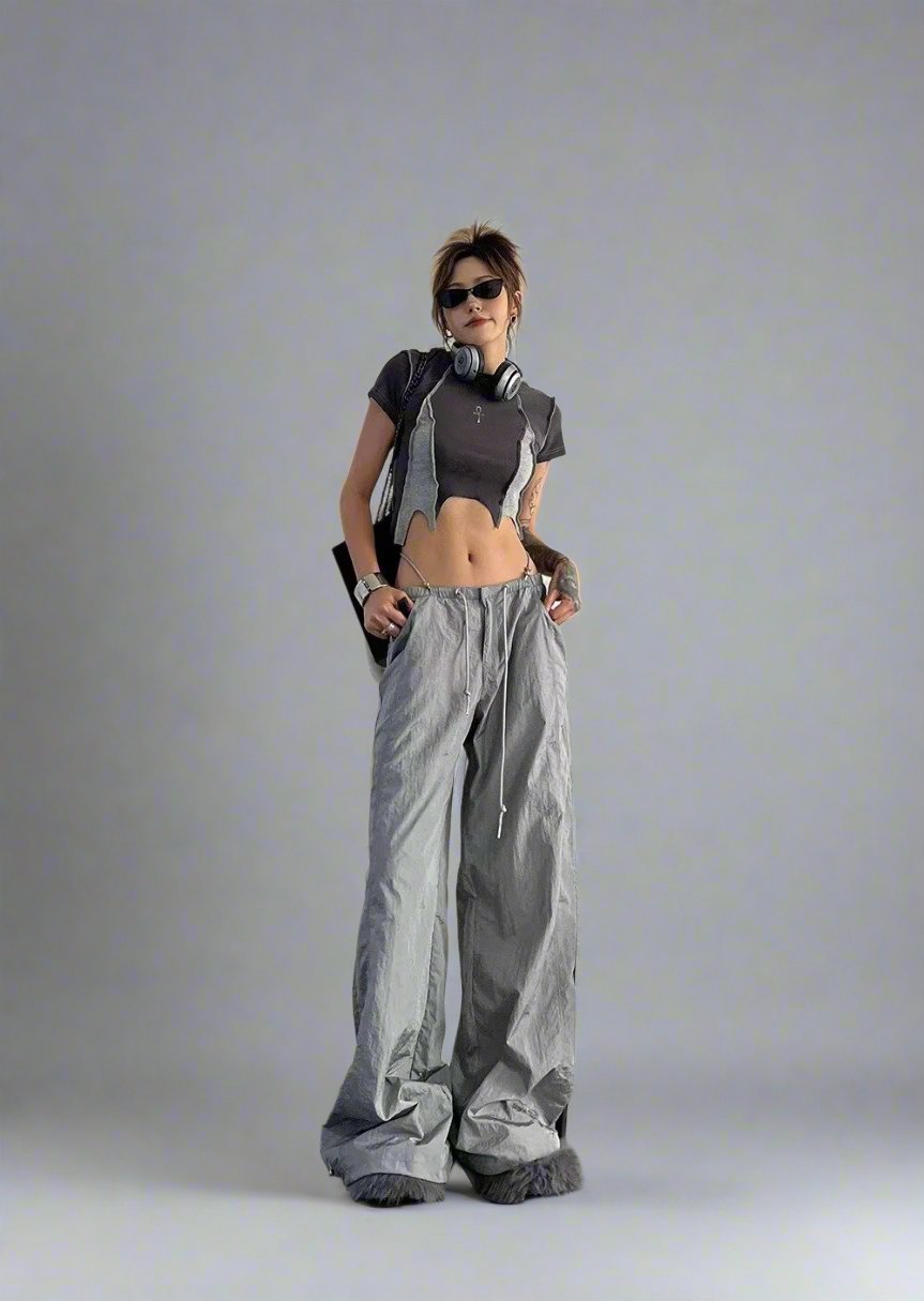 Pleated Design Streetwear Pants