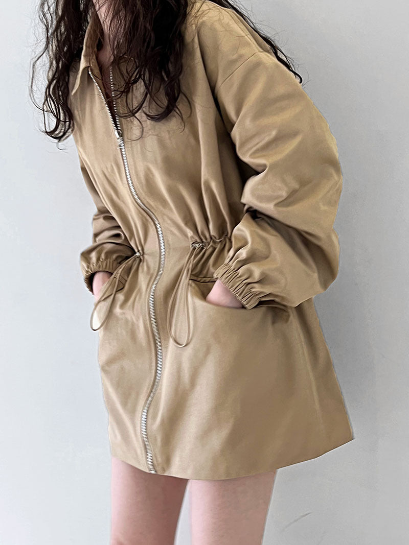 Drawstring waist Length Trench Coat