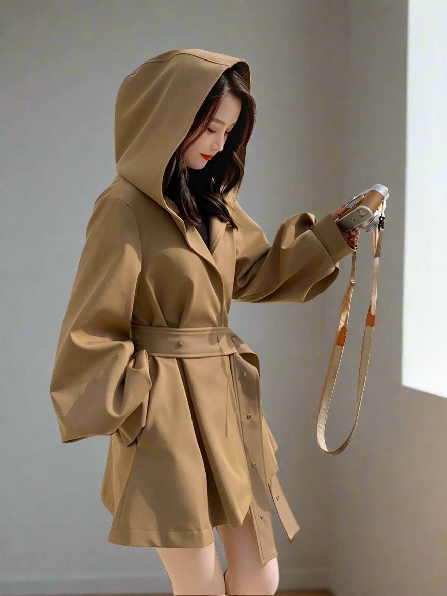 Hooded Cape Trench Coat