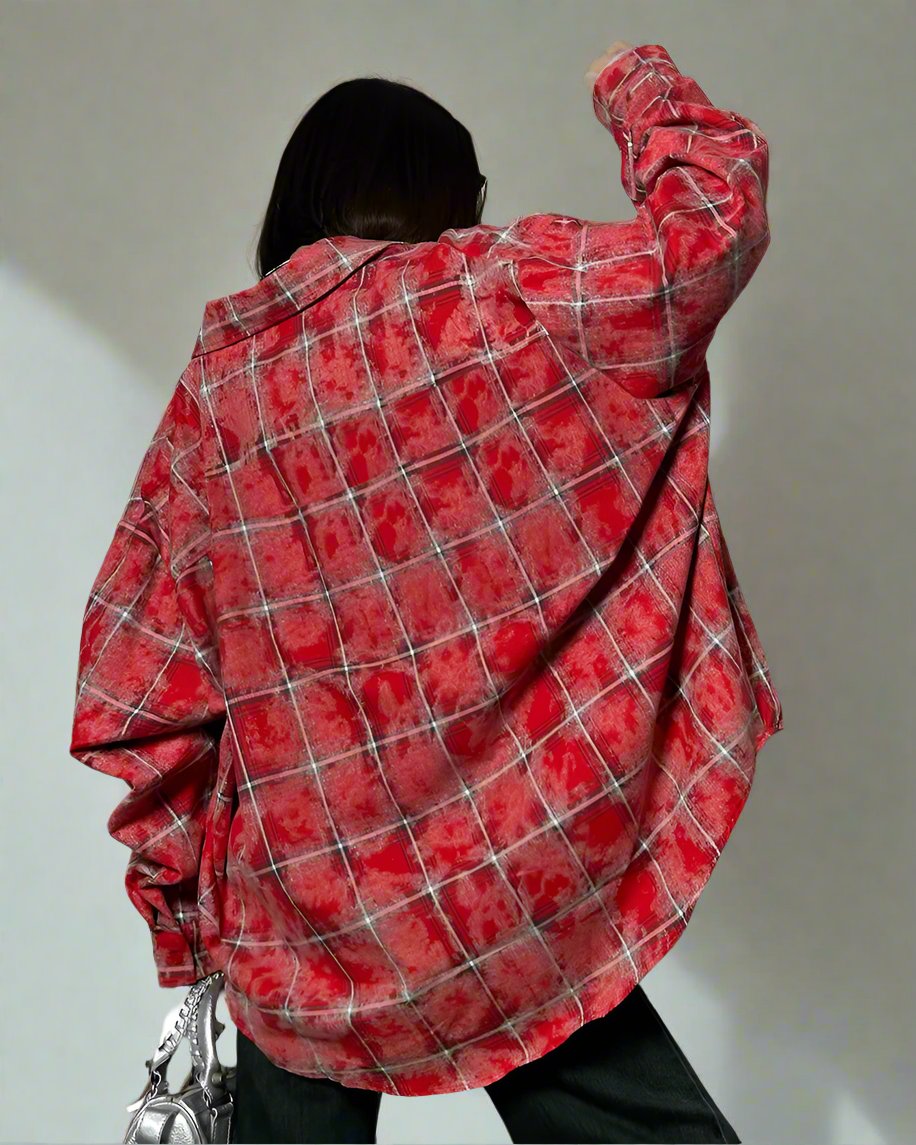 Retro Classic Cotton Red Plaid Shirt