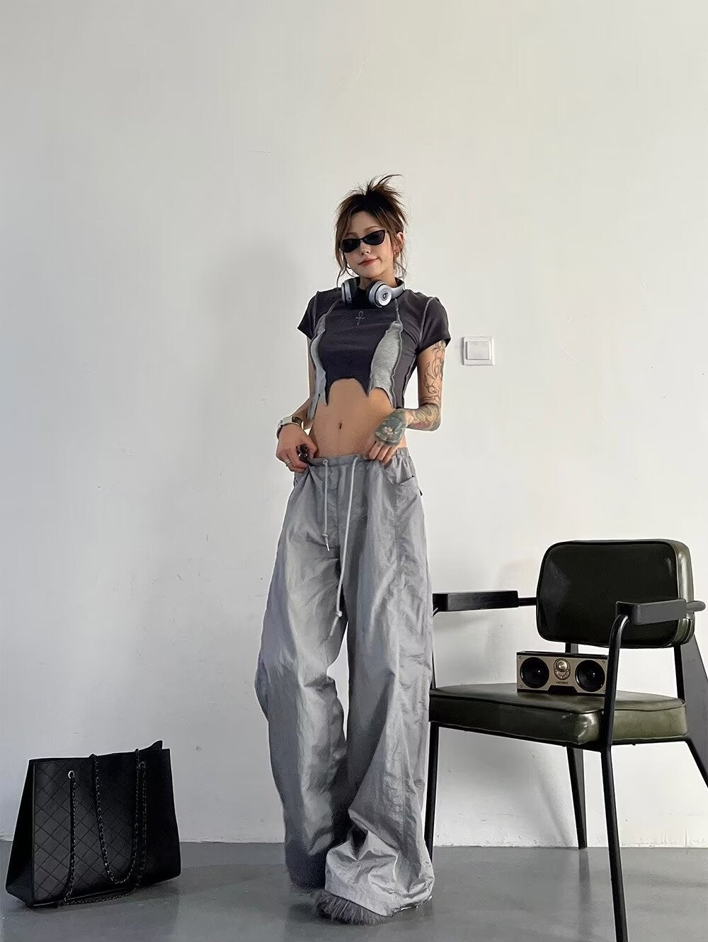 Pleated Design Streetwear Pants