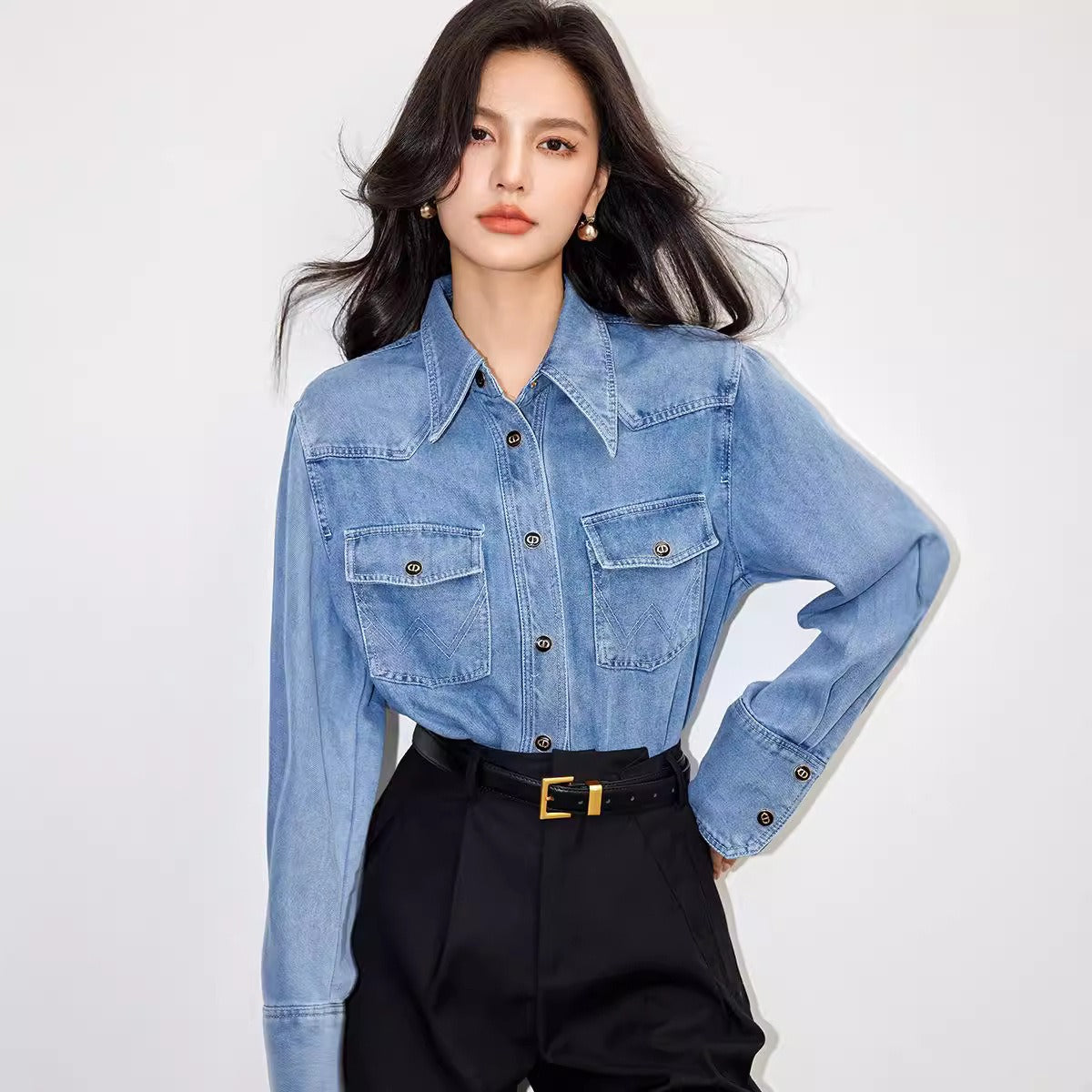 Stylish Casual Blue Denim Shirt