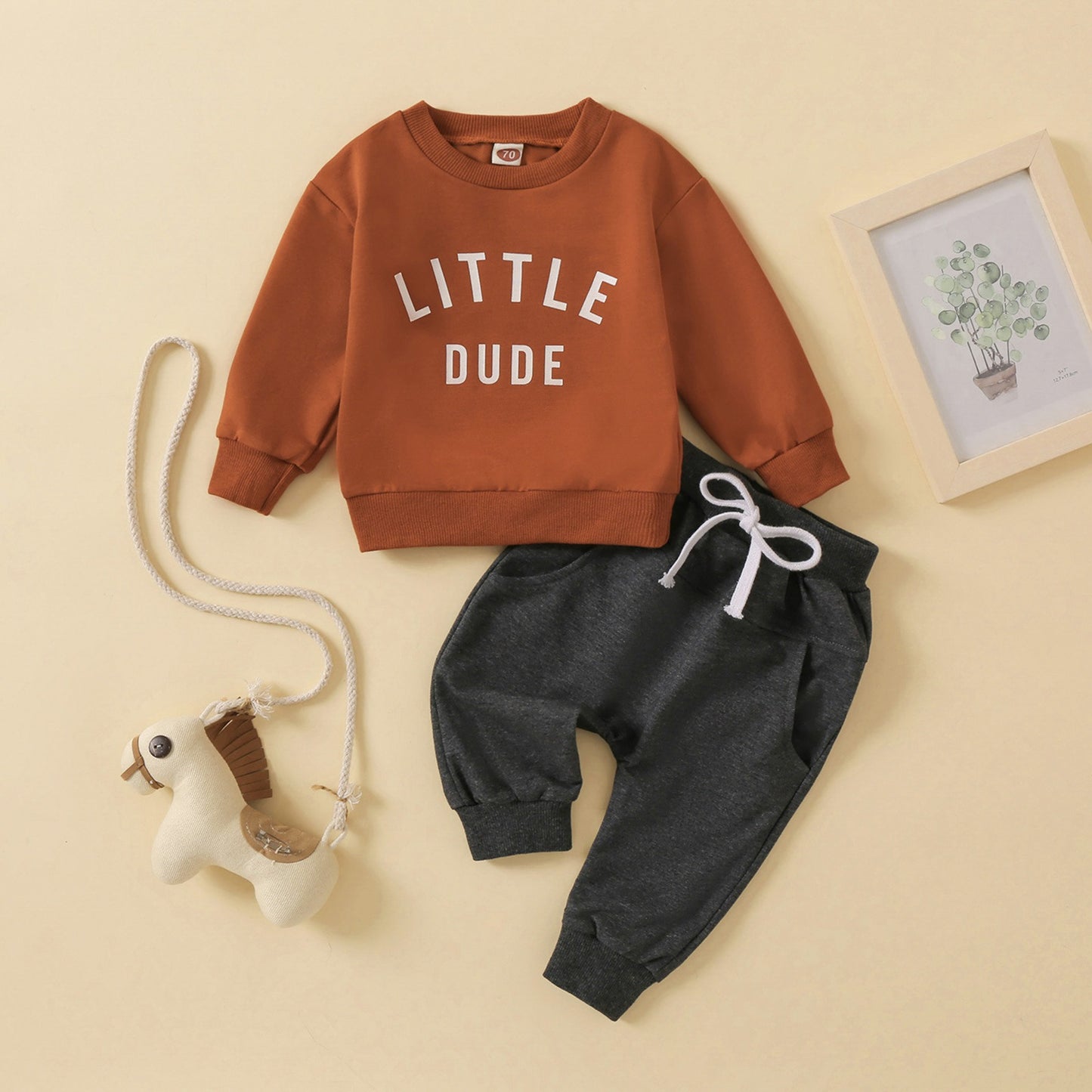 Little dude Cotton Sweatshirt & Pants Set