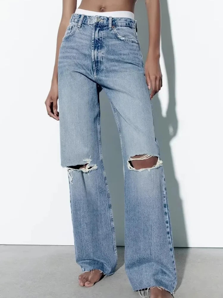 Casual Wide Leg Loose Denim Pants