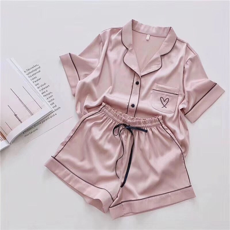 Satin Silk Short Pajamas Set