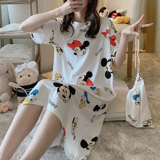 Comfortable Short Sleeve Pajamas Dress