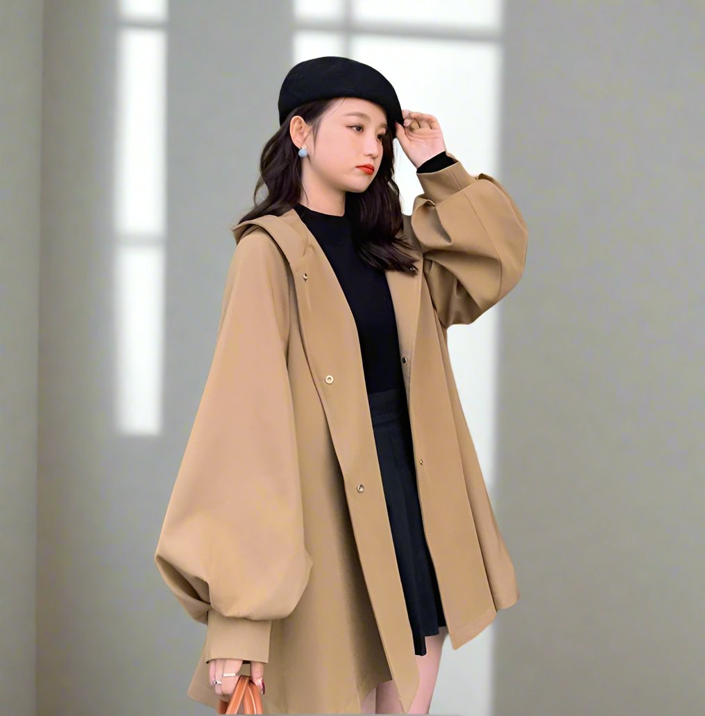 Hooded Cape Trench Coat