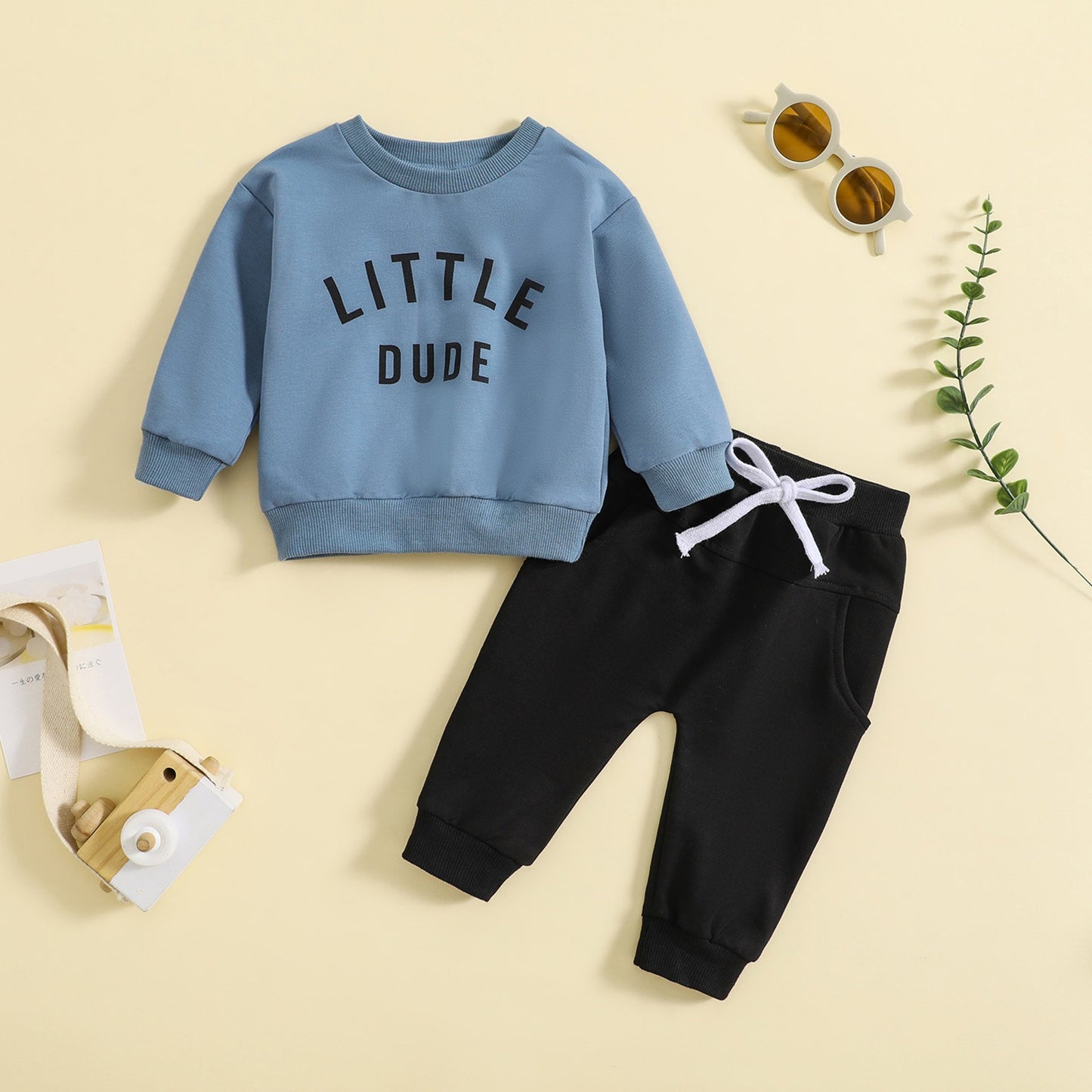 Little dude Cotton Sweatshirt & Pants Set