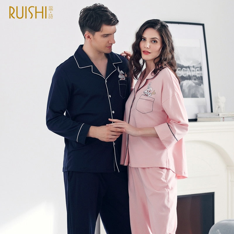 J&Q Arrival pajamas couple cotton pajama set men and women matching pajamas night suit mall high quality top brand sleepwear