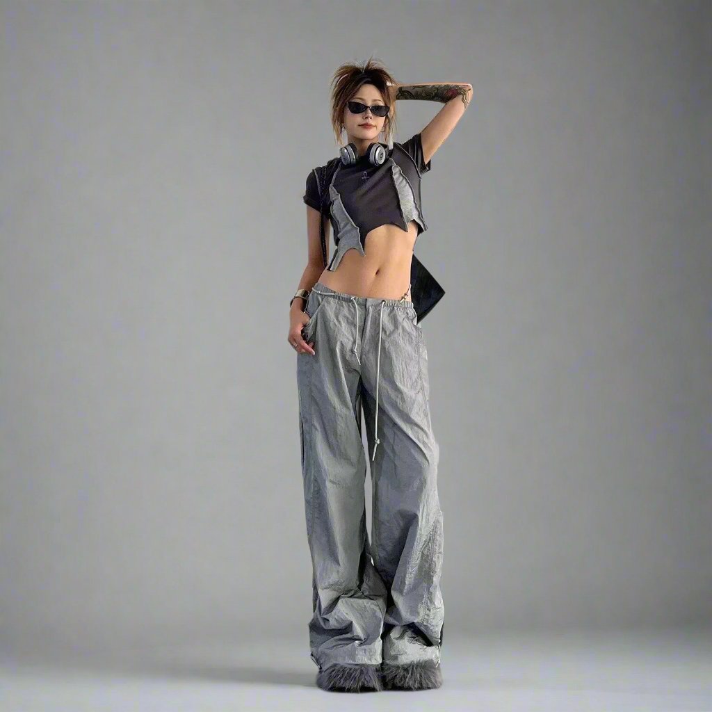 Pleated Design Streetwear Pants