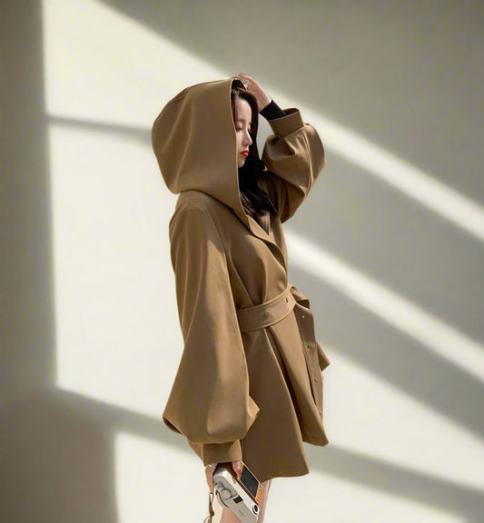 Hooded Cape Trench Coat