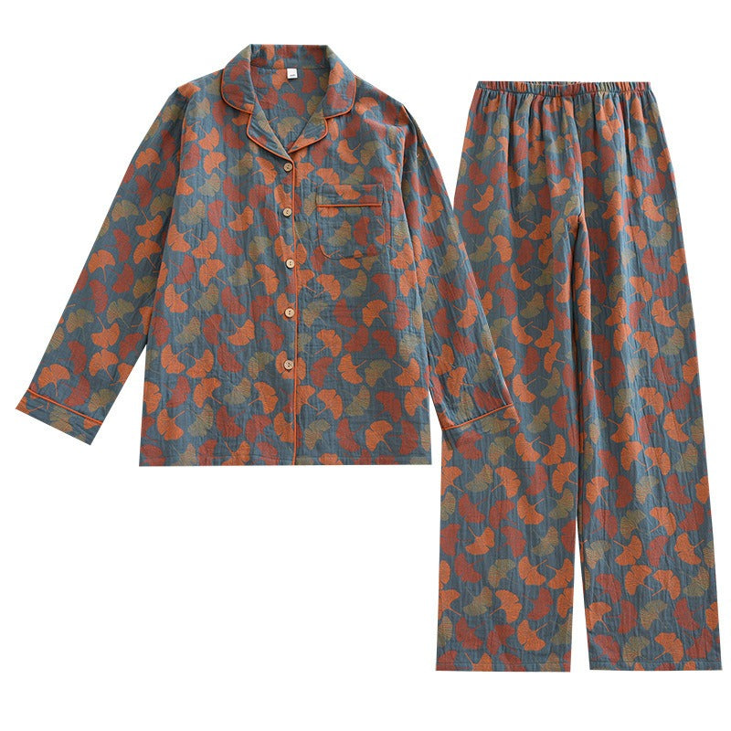 Two-piece 100% cotton crepe flower Pajamas Set