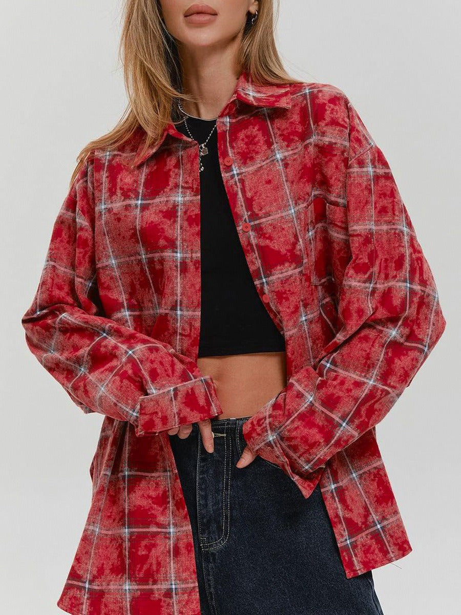 Retro Classic Cotton Red Plaid Shirt