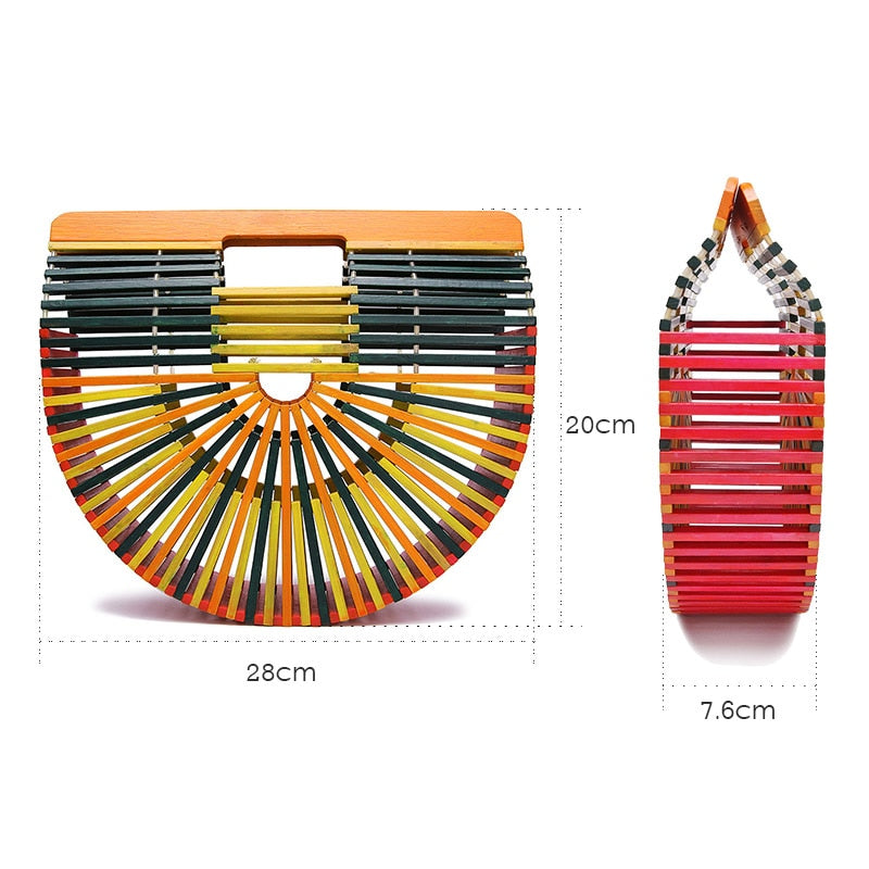 Multi-Color Woven Hollow out Bamboo Clutch Bag