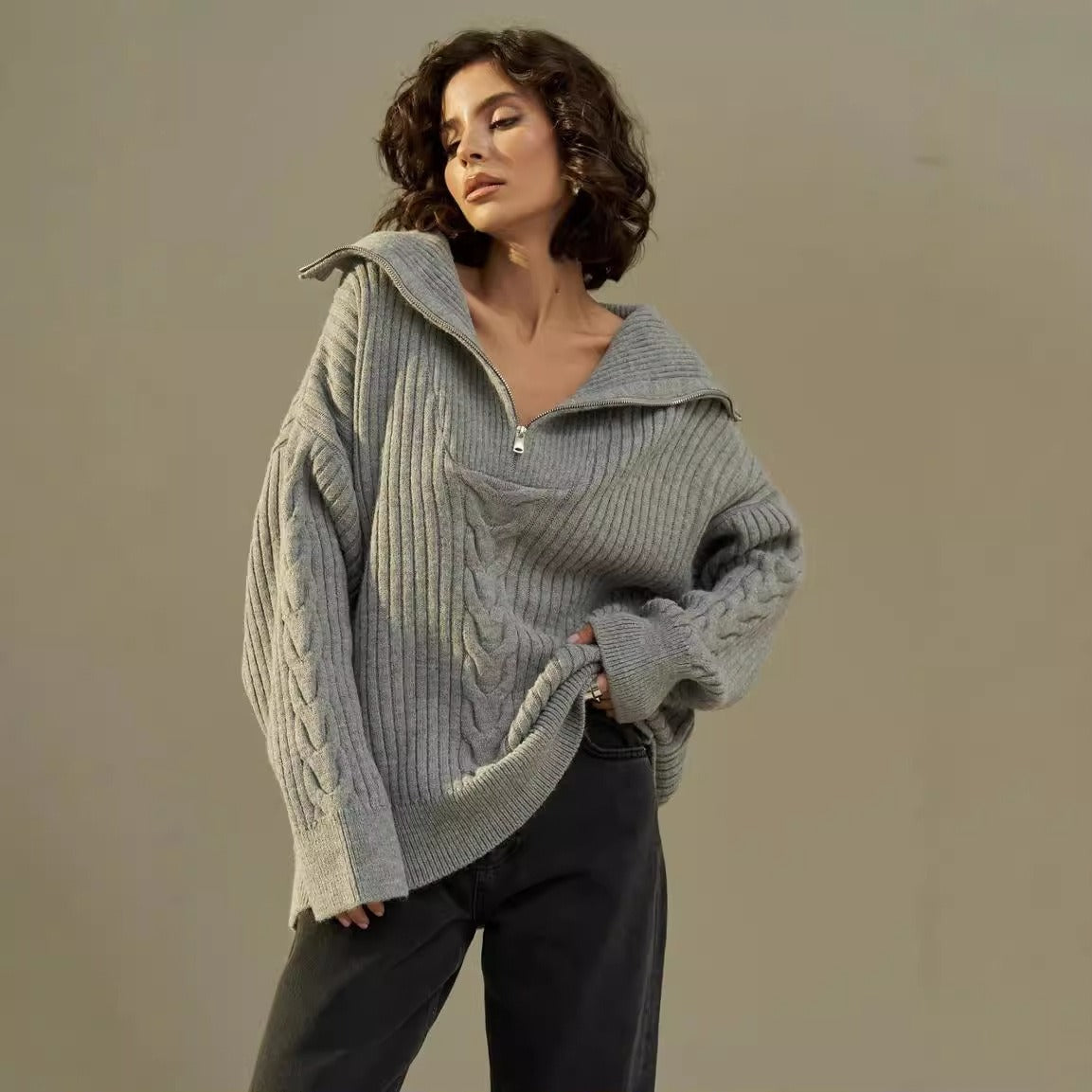 Oversize Ribbed Knit Sweater