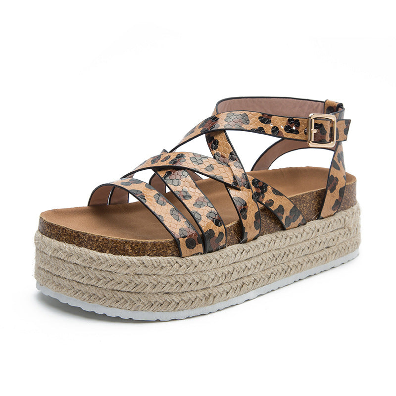 Muffin Platform, Strap Cross Buckle Sandals