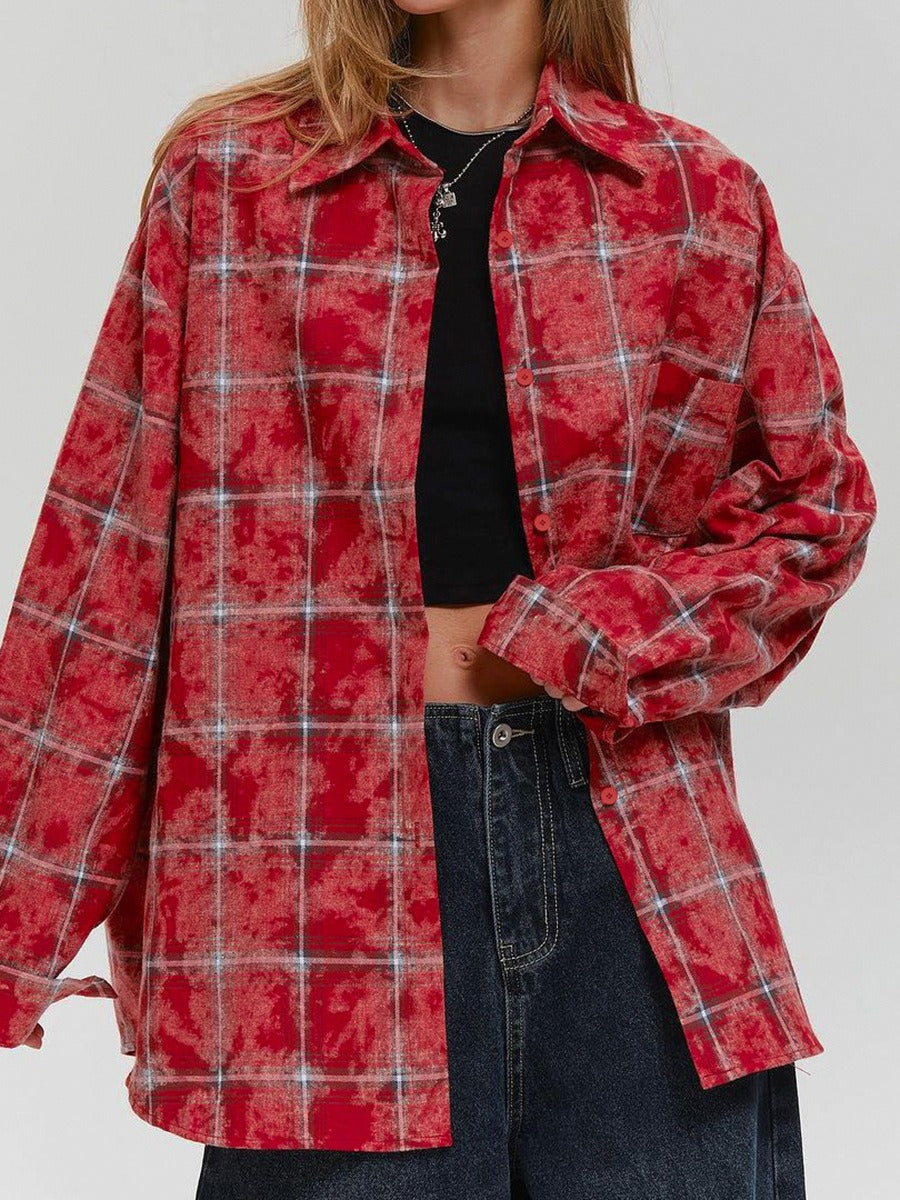 Retro Classic Cotton Red Plaid Shirt