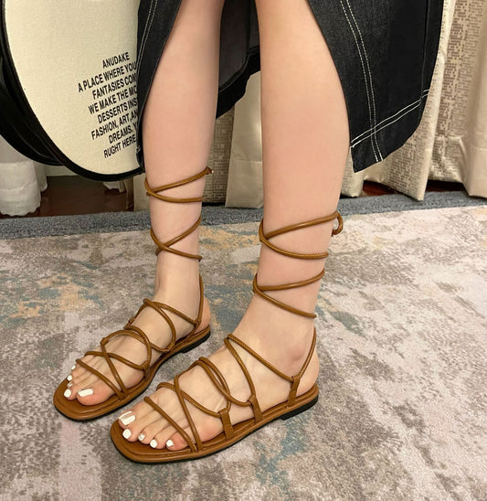 Long tube strappy Roman Sandal