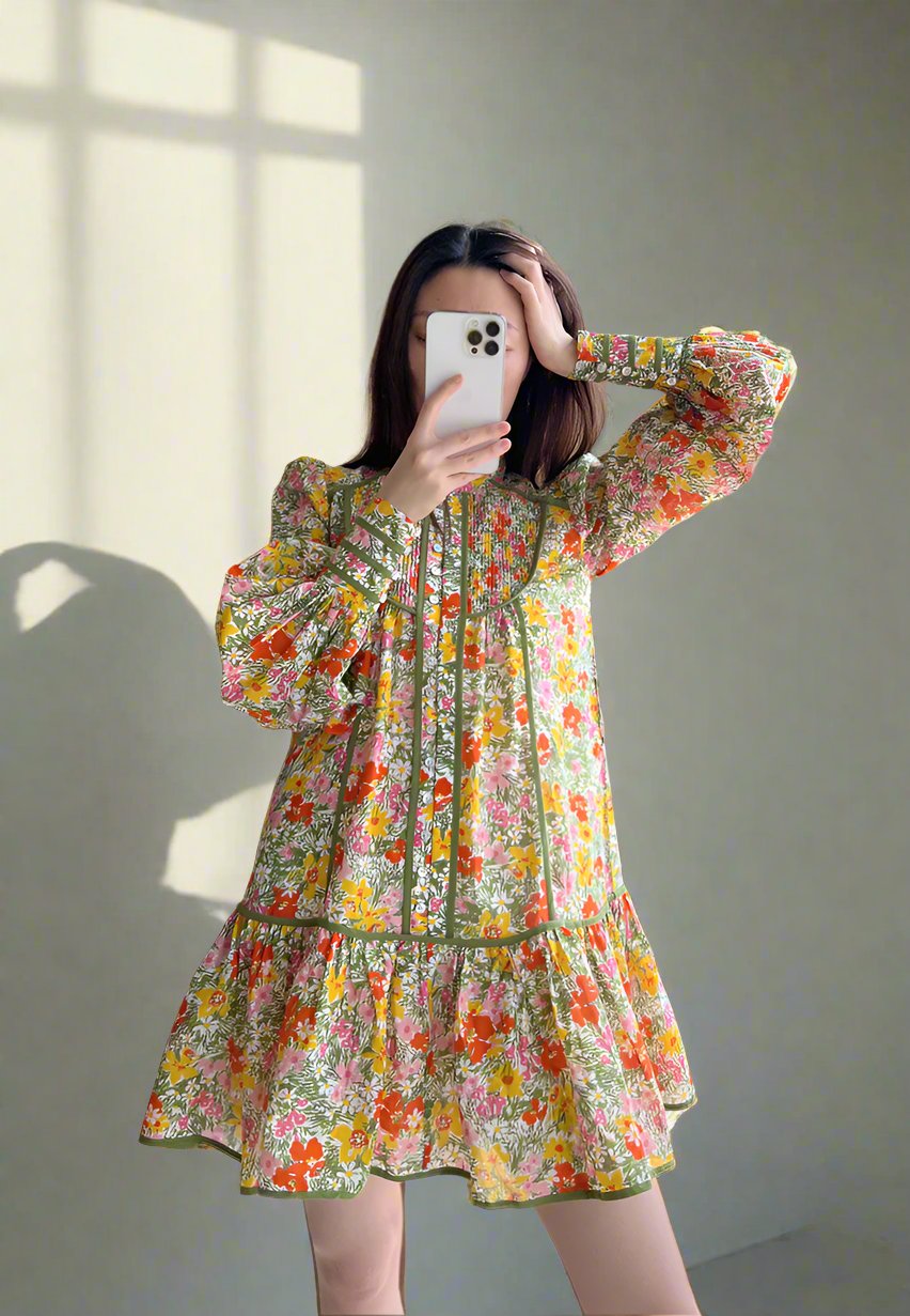 Colorful Retro Floral Dress