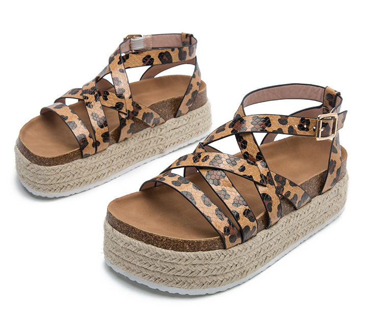 Muffin Platform, Strap Cross Buckle Sandals