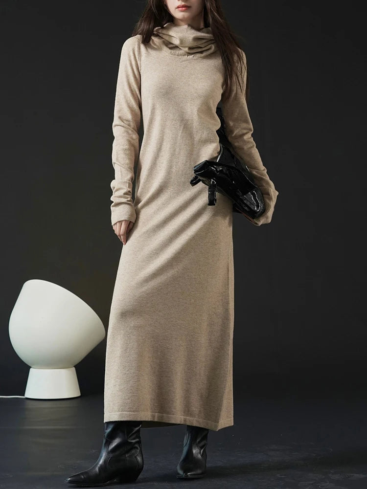 Minimalist Style Hooded Slimming Maxi Dress