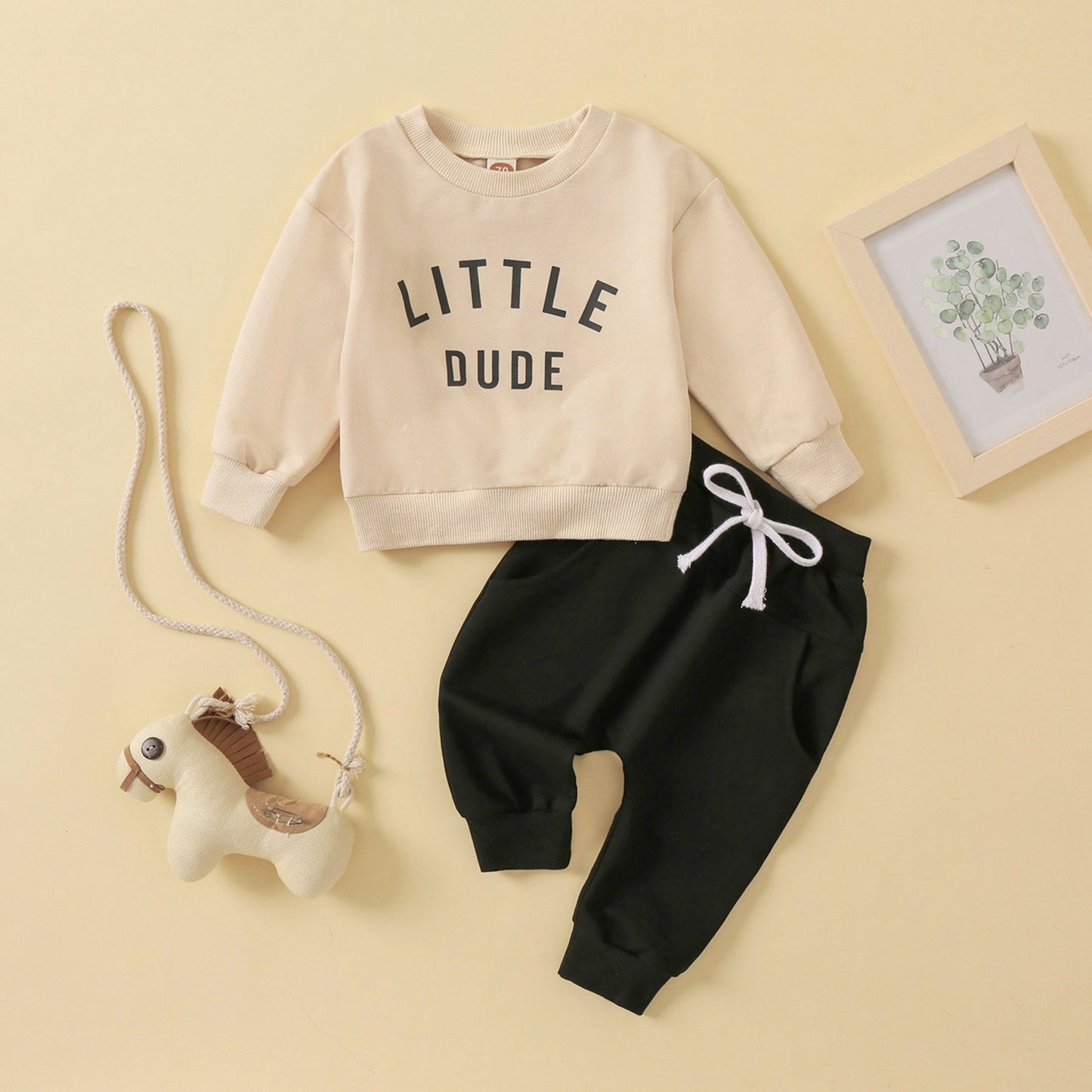 Little dude Cotton Sweatshirt & Pants Set